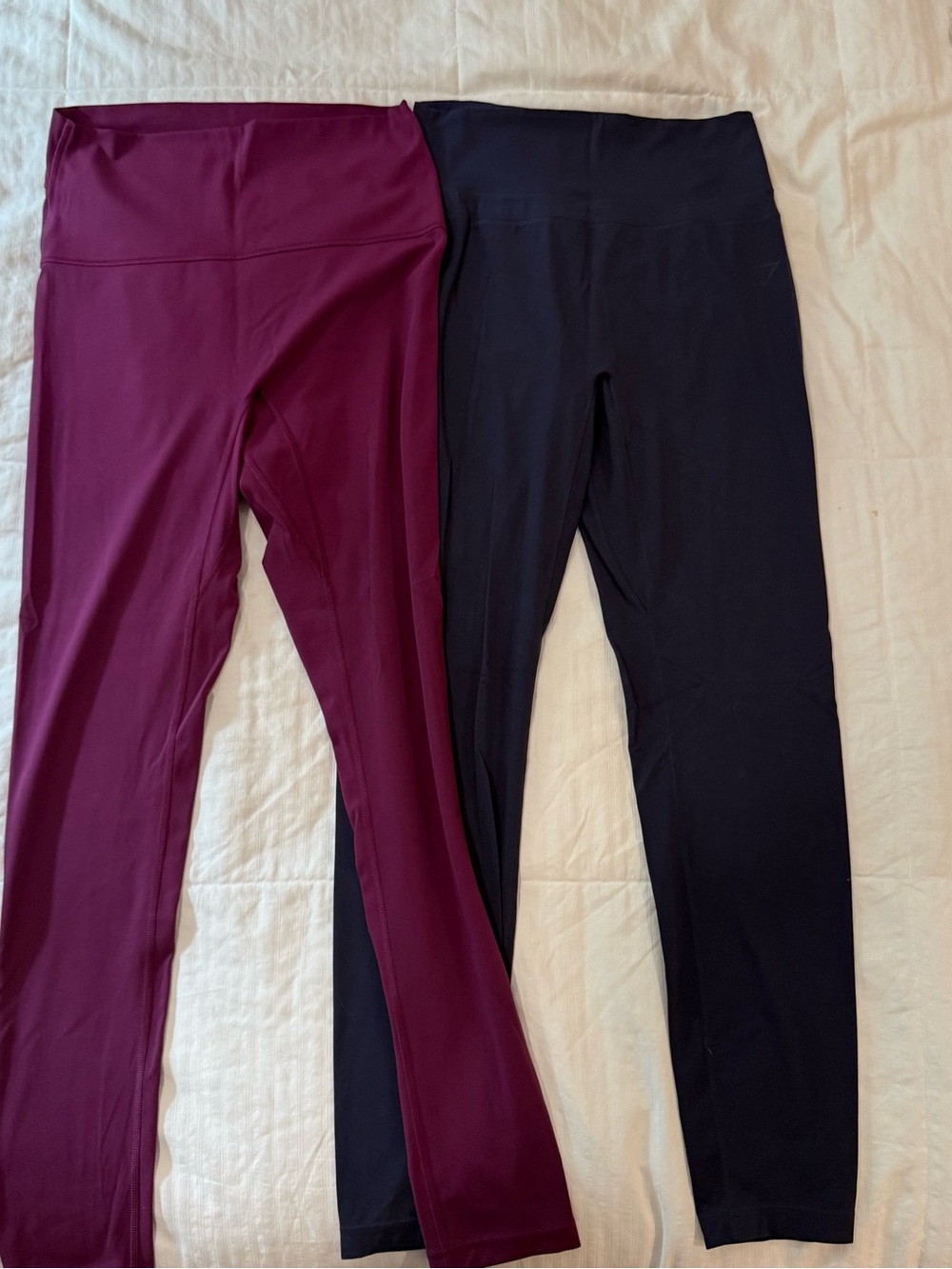 Gymshark High-Waist Leggings in Burgundy and Navy